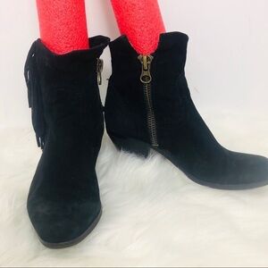 Sam Edelman black ankle boots‎ with fringe 7 M